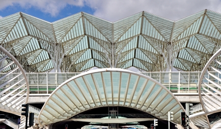 LISBON, PORTUGAL - SEPTEMBER 24  Gare do Oriente railway station in Lisbon, Portugal on September 24, 2012  It was designed by Santiago Calatrava and finished in 1998 for the Expo のeditorial素材