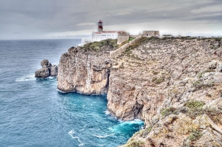 Lighthouse of Sagres, Portugal in HDRの写真素材
