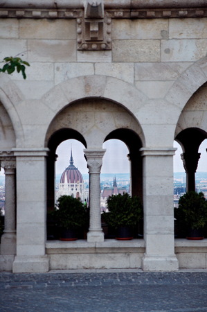 View of Hungarian parliament in Budapest cityの写真素材