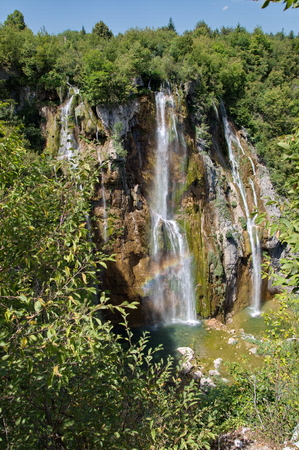 The bigest waterfall  Veliki Slap  at Pltvice Lakes in Croatiaの写真素材