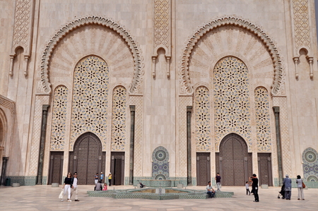 Gates of the The Hassan II Mosque, located in Casablanca is the largest mosque in Morocco and the third largest mosque in the worldのeditorial素材