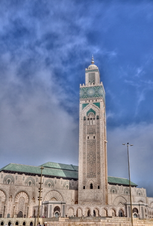 The Hassan II Mosque, located in Casablanca is the largest mosque in Morocco and the third largest mosque in the worldの写真素材