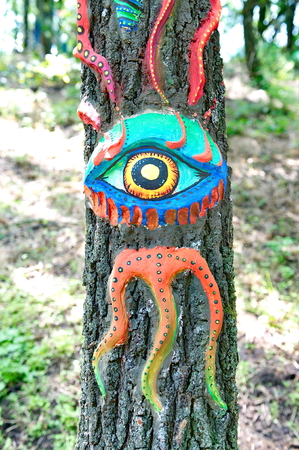 OZORA, HUNGARY - AUGUST 01  Contemporary art on Ozora Festival, one of the greatest psychedelic music gathering in Euorpe  Ozora, Hungary, Europe August 01, 2014 のeditorial素材