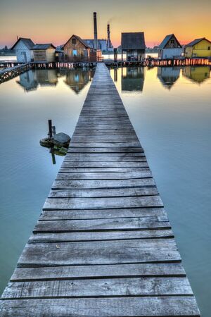 Floating village in Bokod, Hungaryの写真素材