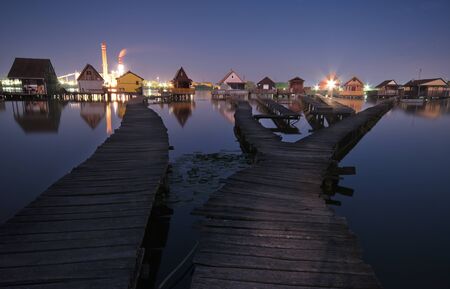 Floating village in Bokod, Hungaryの写真素材