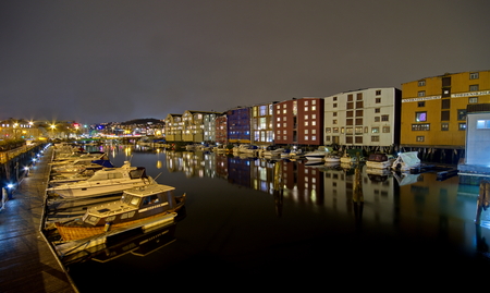 Ships in the port of Trondheim, Norwayのeditorial素材