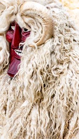 MOHACS, HUNGARY - FEBRUARY 07: Unidentified people in mask at the Mohacsi Busojaras. It is an annual festival to welcome the spring . February 07, 2016 in Mohacs, Hungary.のeditorial素材