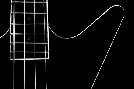 Body of a classic black bass guitarの写真素材