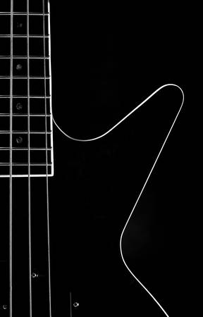Body of a classic black bass guitarの写真素材