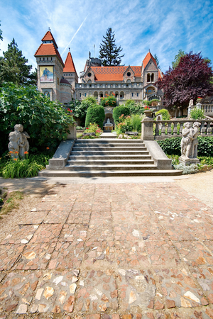 SZEKESFEHERVAR, HUNGARY - JULY 04, 2015: Bory Castle in Hungary is designed by Jeno Bory. The castle was built by Bory himself with his own hands.のeditorial素材