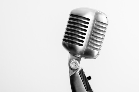 Vintage microphone on white backgroundの写真素材