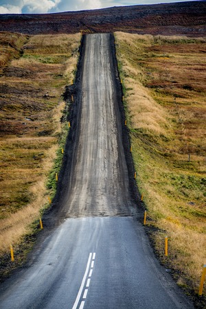 Endless road in Icelandの写真素材