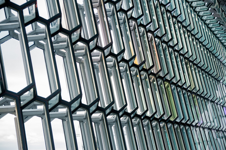 Reykjavik, Iceland - 24 September, 2016: Hapra Concert, a landmark of the city with glass windows, on the waterfront of central Reykjavikのeditorial素材