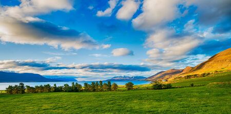 Icelandic landscape near Akureyriの写真素材