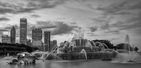Buckingham fountain in Grant Park, Chicago, USA.の写真素材