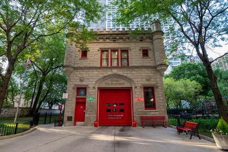 Chicago, Illinois, USA - July 02, 2017: Fire Department building in Chicago downtownのeditorial素材