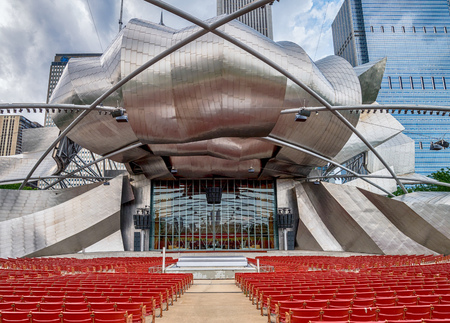 CHICAGO, IL 4 JULY 2017- View of the Jay Pritzker Music Pavilion designed by architect Frank Gehry...