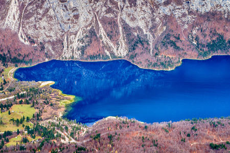 Bohinj lake in Triglav National Park, Sloveniaの写真素材
