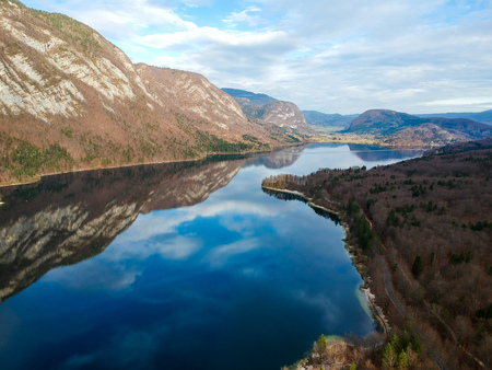 Bohinj lake in Triglav National Park, Sloveniaの写真素材