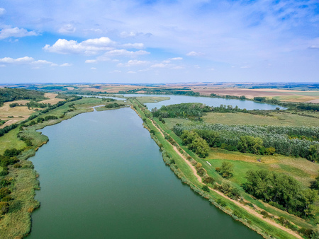 Aerial view of a lake