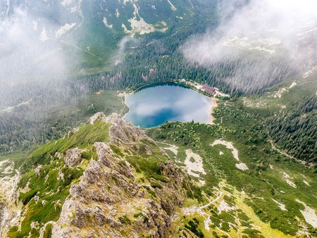 Beautiful Poprad lake in Slovakia in Europeの写真素材