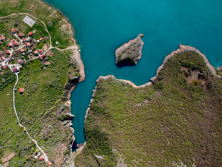 Aerial view of Rama lake or Ramsko jezero , Bosnia and Herzegovinaの写真素材