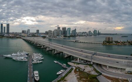 Aerial view of Bay in Miami Florida, USAの写真素材