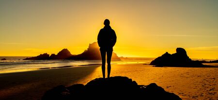 Pfeiffer Beach in Big Sur a romantic gateway for couplesの写真素材