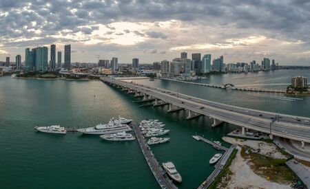 Aerial view of Bay in Miami Florida, USAの写真素材