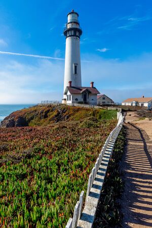 Aerial view of Pigeon Point Lighthouse in California, USAの写真素材