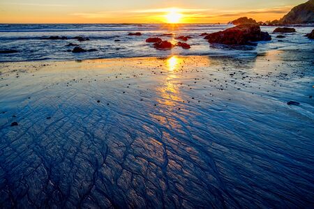 Pfeiffer Beach in Big Sur a romantic gateway for couplesの写真素材