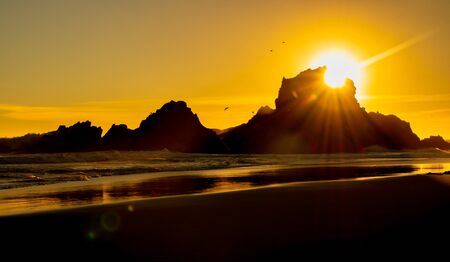 Pfeiffer Beach in Big Sur a romantic gateway for couplesの写真素材