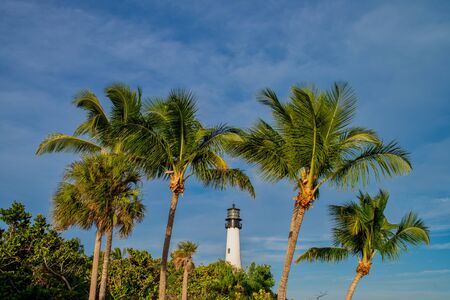 Cape Florida Lighthouse and Lantern in Bill Baggs State Park in ,Floridaの写真素材