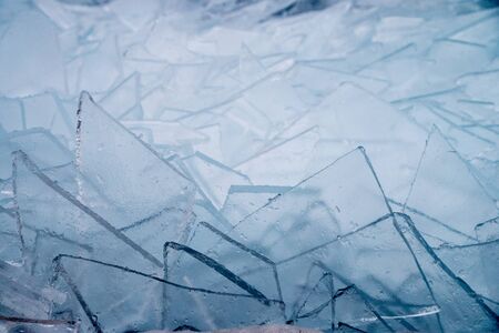 Broken ice on lake Balaton in Hungary, Europeの写真素材