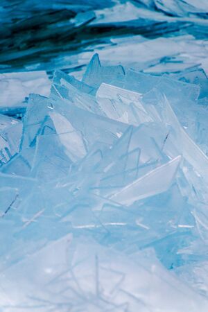 Broken ice on lake Balaton in Hungary, Europeの写真素材