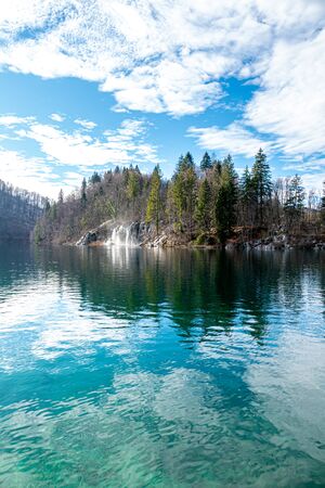 Frozen Waterfalls in Plitvice National Park, Croatiaの写真素材