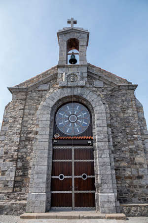 Doniene Gaztelugatxeko hermitage on top of Gaztelugatxe island, Spainの写真素材