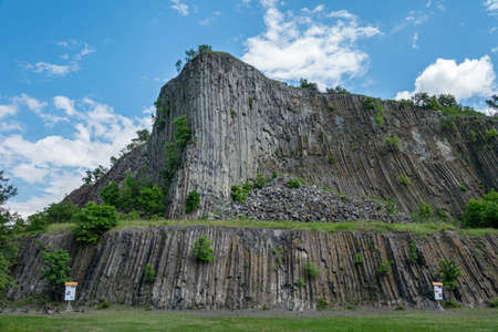 Hegyestu geological basalt cliff in Kali basin hungary near Koveskalの写真素材