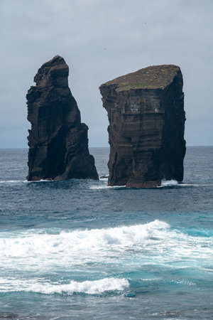 Mosteiros beach on the island of Sao Miguel in the Azores. Rock formation in coastline landscapeの写真素材