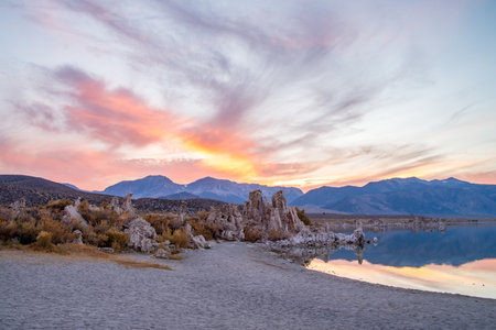 Magic sunset on Mono lake in California, USAの写真素材