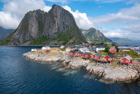 The Lofoten Cathedral Vagan Church in Kabelvag, Lofoten, Norwayの写真素材