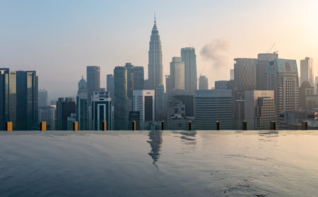 Downtown Kuala Lumpur city skyline, cityscape of Malaysia at twilight