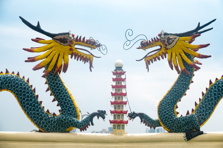 Taoist Temple in Beverly Hills Subdivision of Cebu, Philippinesの写真素材