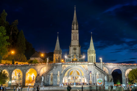 Sanctuary of Our Lady of Lourdes, France, Europeの写真素材