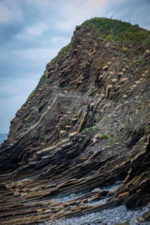 Basque Coast Geopark at Sakoneta beach, Guipuzcoa, Spain, Europeの写真素材