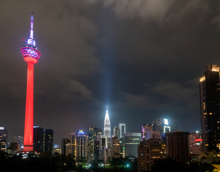 Kuala lumpur city skyline at nightの写真素材
