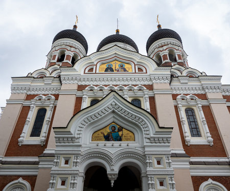 Alexander Nevsky Cathedral in old city of Tallinn, Estoniaの写真素材