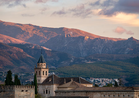 View of a historic site in Granada city, Andalusia region in Spainの写真素材