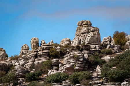 Limestone rocks stacked on top of each other at El Torcal de Antequera Sapin