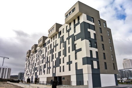 A modern building in Vitoria Gasteiz, Spainのeditorial素材